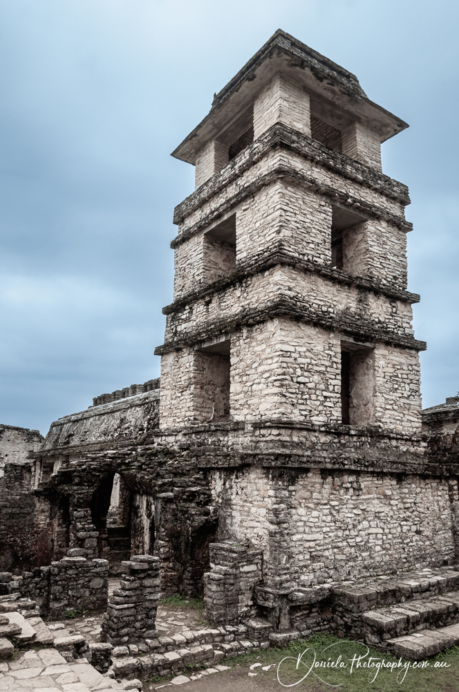Palenque Palace Tower ancient ruins, Chiapas, Mexico